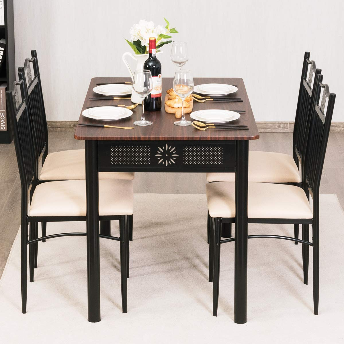 Tangkula 5 Pieces Dining Table and Chairs Set