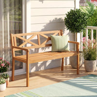 Tangkula Acacia Wood Outdoor Loveseat Bench