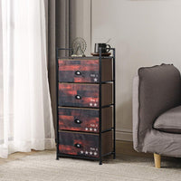 4 Drawer Dresser, Vertical Dresser Storage Tower with Fabric Drawers and Steel Frame