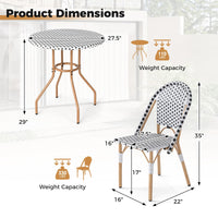 Tangkula 3 Piece French Bistro Table Chair Set