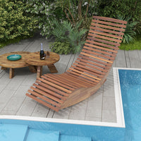 Chaise à bascule d'extérieur Tangkula en bois d'acacia, fauteuil à bascule de véranda avec siège à lattes élargi et dossier haut