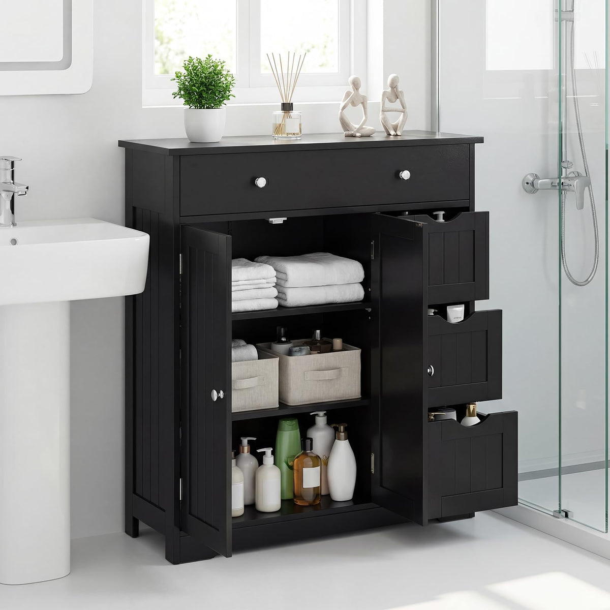 Meuble de salle de bain Tangkula avec tiroirs
