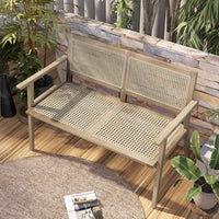 Tangkula Outdoor Teak Wood Garden Bench, 2-Person Patio Bench