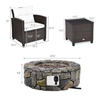  7 Piece Patio Furniture Set with 40,000BTU Propane Fire Pit Table - Tangkula