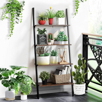 Tangkula Industrial 4-Tier Ladder Shelf, Against The Wall Bookcase for Living Room & Office