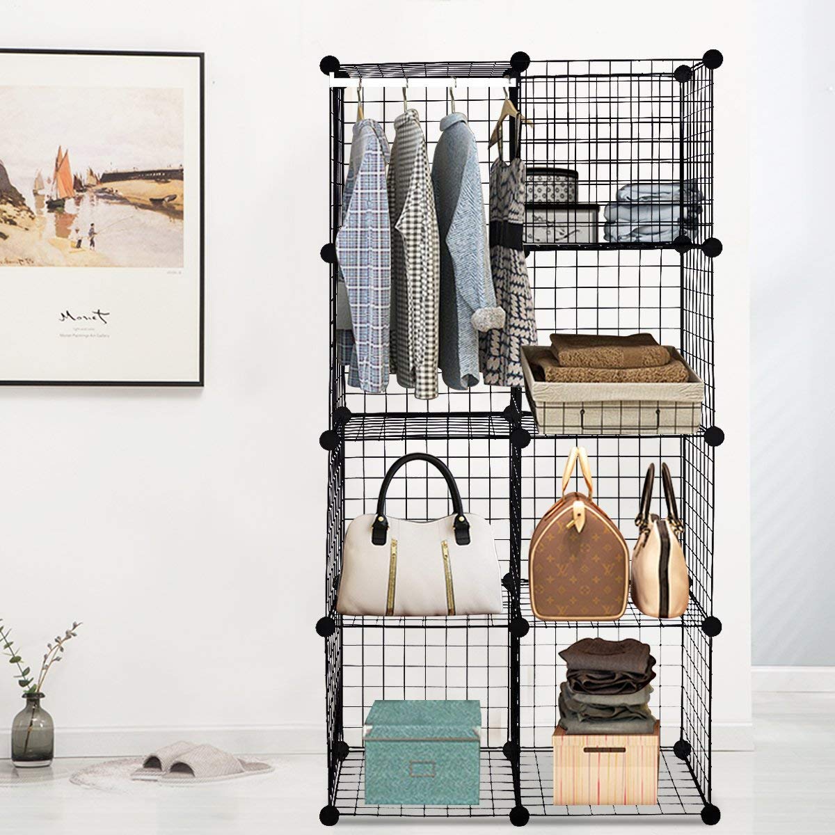 Wire Storage Cubes, Metal Grids Book Shelf