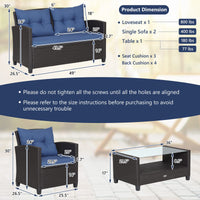 Tangkula Patio Furniture Set Rattan Wicker Chair Set