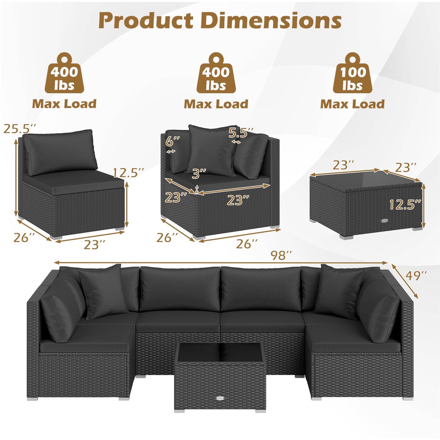 Tangkula 7 Pieces Wicker Patio Furniture Set for Backyard