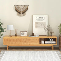 Tangkula Bamboo TV Stand for 65” 70” TVs
