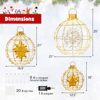 Tangkula 3 Sizes Christmas LED Lighted Sphere Balls, Holiday Globe Lights for Indoor/Outdoor Party Decorations ( 25"+21"+16" )