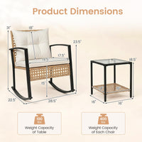 Tangkula 3-Piece Outdoor Rocking Chair Set for Garden