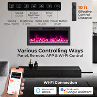 Tangkula 42” Wi-Fi Enabled Electric Fireplace