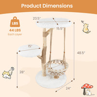 Tangkula 48.5” Natural Branch Modern Cat Tower with Luxury Hanging Cradle