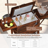 Tangkula Wooden Patio Cooler Table with Bottle Opener & 3 Handles