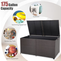 Tangkula 175 Gallon Outdoor Storage Box, Wicker Patio Deck Box with 2 Universal Wheels and Waterproof Zippered Liner