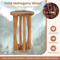 Table d'appoint Tangkula 14" en acajou avec plateau rond et pieds croisés en bois massif