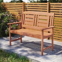 Tangkula Patio Wood Bench Garden Armrest Loveseat with Inclined Backrest