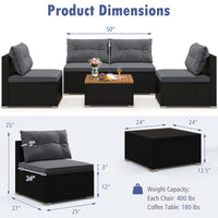 Tangkula 5 Pieces Wicker Patio Furniture Set