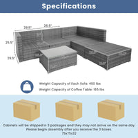 Tangkula 6 PCS Outdoor Rattan Sofa Set, Cushioned Sectional Set with Seat & Back Cushions