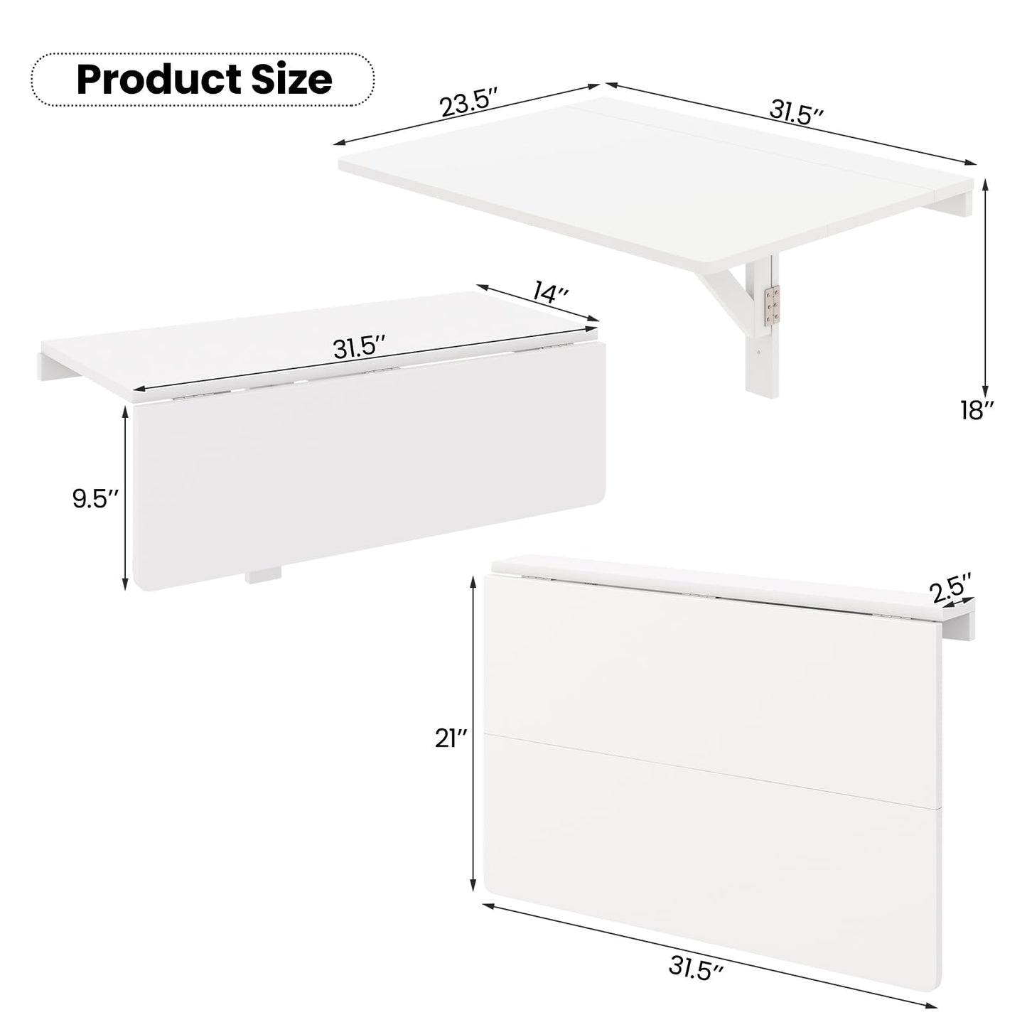 TANGKULA Wall Mounted Floating Desk for Study
