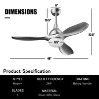 Tangkula Modern Ceiling Fan with Remote Control
