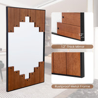 Miroir mural rectangulaire décoratif Tangkula, grand miroir mural de 37,5" x 26,5" avec cadre en forme de touches de piano, crochet bidirectionnel