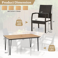 Tangkula Ensemble de salle à manger de patio 7 pièces avec table à manger en bois d'acacia
