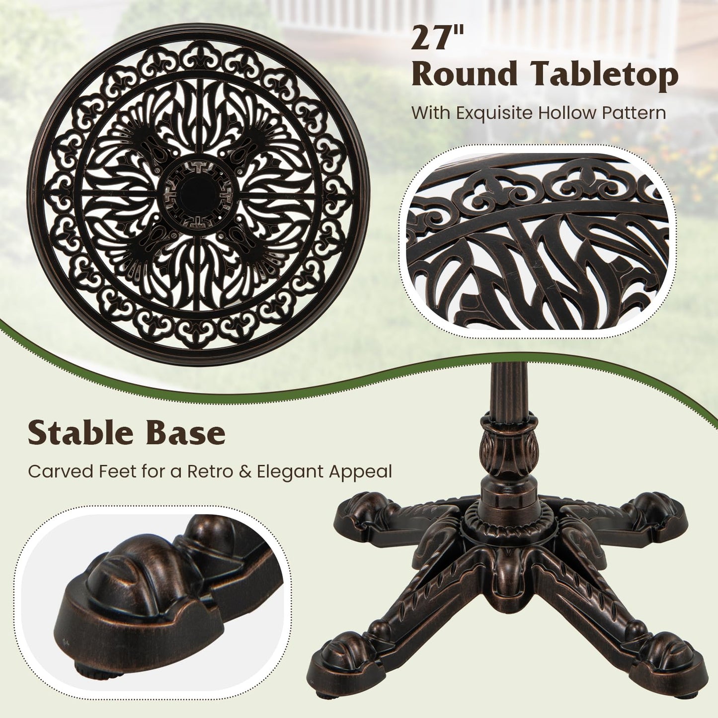 Tangkula Table de Jardin d'Extérieur 35,4 Pouces