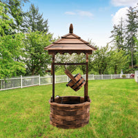 Fontaine en cascade en bois de style ancien Tangkula pour l'extérieur avec pompe à seau (22,5" x 22,5" x 48,5")