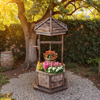 Jardinière puits à souhaits en bois style ancien Tangkula pour l'extérieur