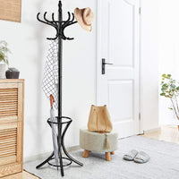 Tangkula Standing Coat Rack Wood 12 Hooks