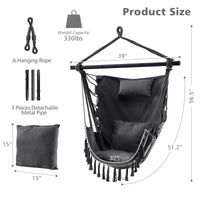 Tangkula Hammock Chair Hanging Rope Swing with Head Pillow