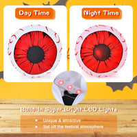 2 Pack 3 FT Halloween Inflatable Huge Eyeballs W/ Air Blower, Red LED Lights