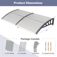Tangkula 40" x 80" Window Awning with Hollow Sheet for Rain Snow Sunlight Protection