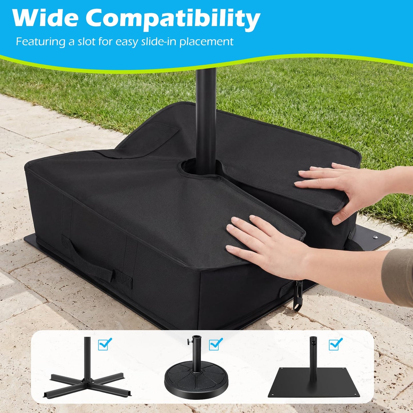 Tangkula 90 LBS Umbrella Base with Handle for Garden Backyard Pool