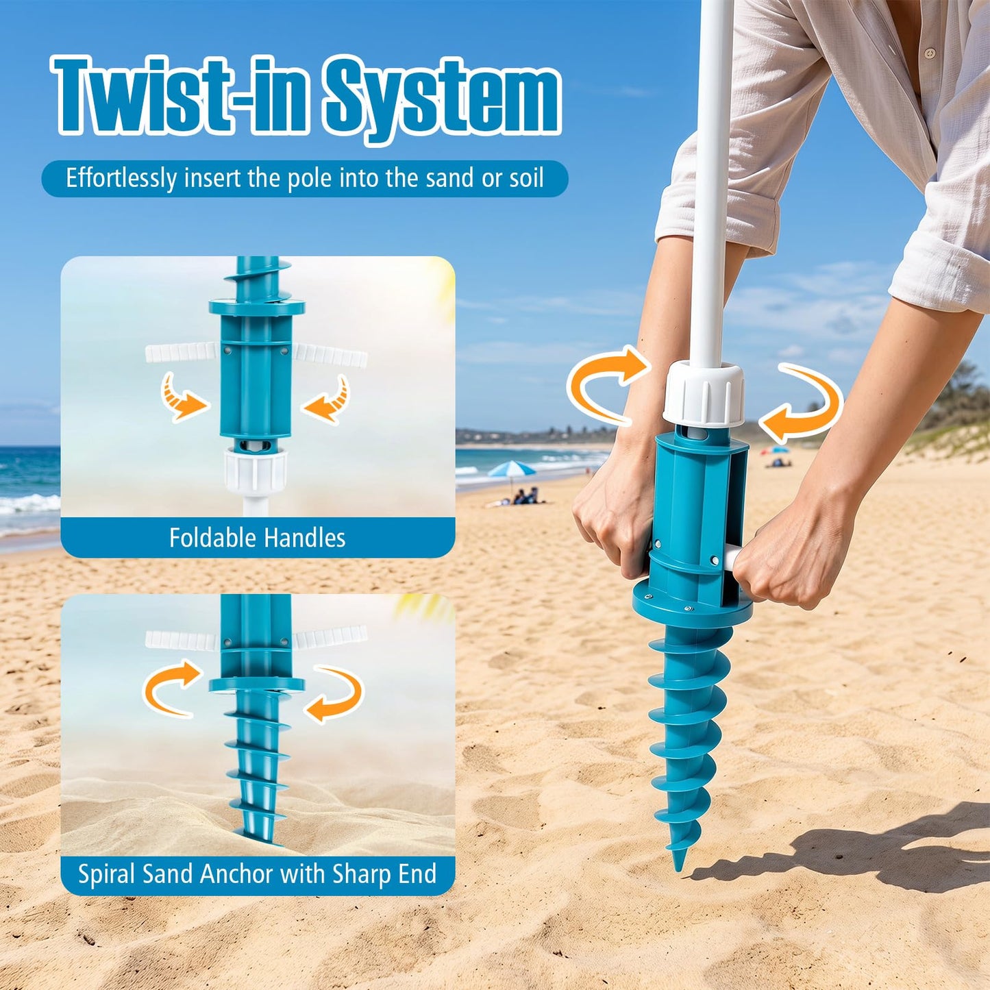 Tangkula 6.5 FT Scalloped Beach Umbrella with Cup Holders | UPF 50+