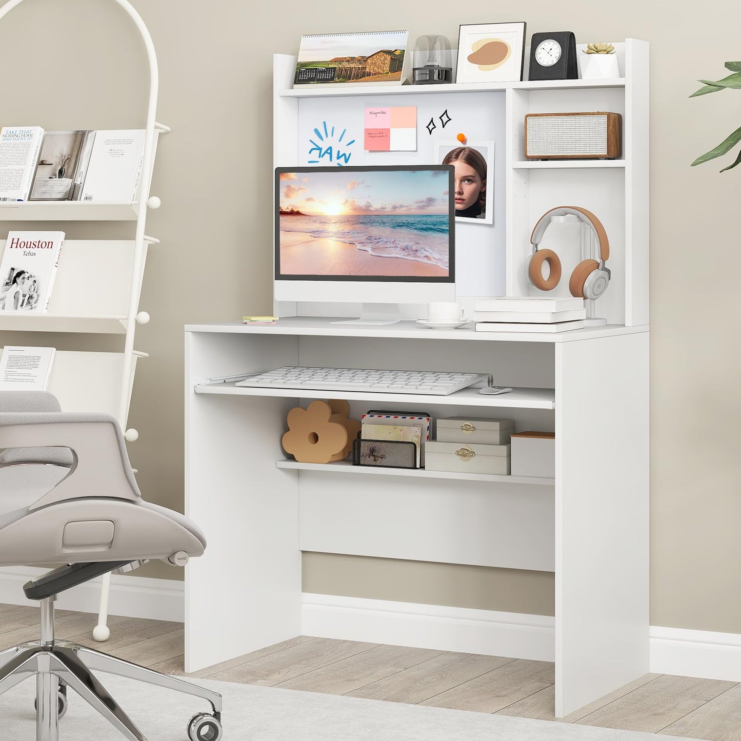 Tangkula Space Saving Laptop Desk with Magnetic Whiteboard