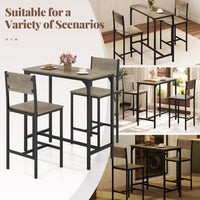 Tangkula 3 Piece Counter Height Bar Table Set Pub Table and Chairs