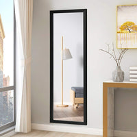 Tangkula Miroir de porte pleine longueur, miroir mural, 47,5 x 14,5 pouces, miroir à suspendre (noir et blanc)
