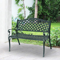 Outdoor Garden Bench Park Bench, All-Weather Cast Aluminum Patio Bench Chair Porch Loveseat