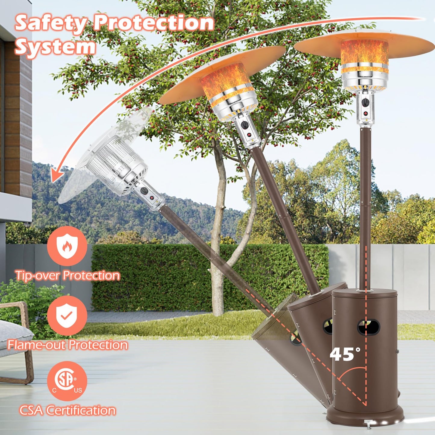 Tangkula 50,000 BTU Propane Outdoor Heater, Patio Heater with Strengthened Stainless Steel Burner