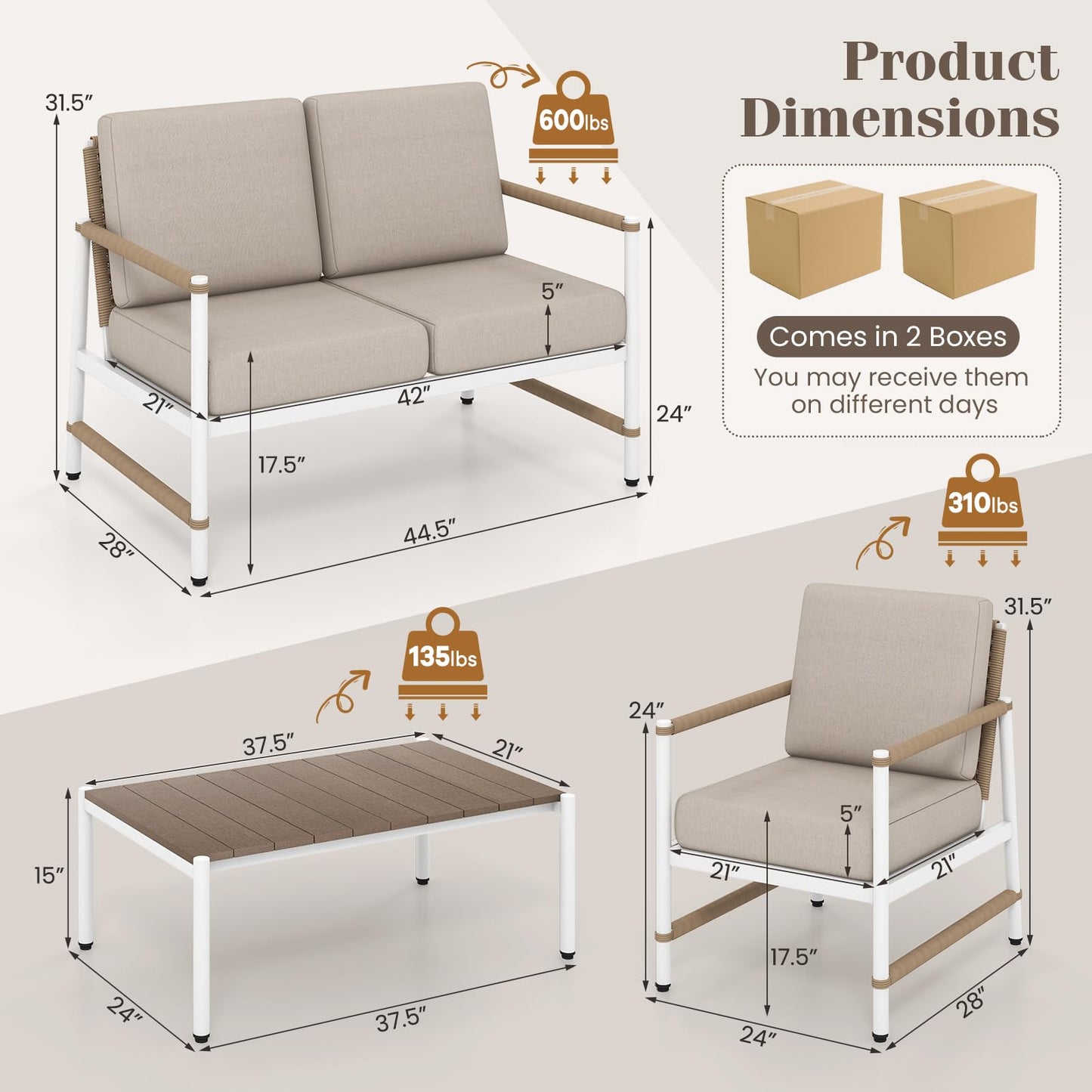 Tangkula 8 Pieces Patio Furniture Set with Thick Cushions