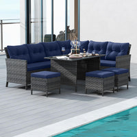 Tangkula 7 Pieces PE Rattan Patio Dining Set