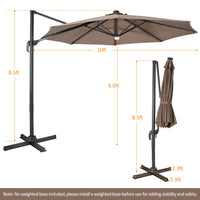 Tangkula 10FT Patio Cantilever Umbrella With 28 LED Lights