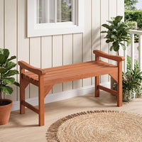 Tangkula Outdoor Backless Wood Bench with Support Handles
