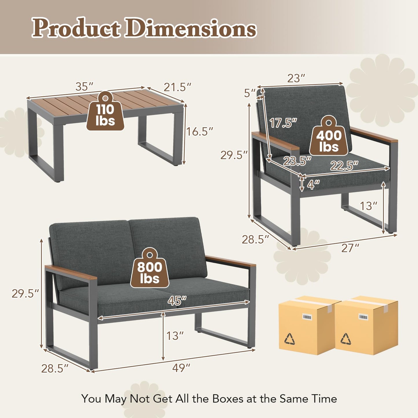 Tangkula 8 Piece Patio Aluminum Furniture Set
