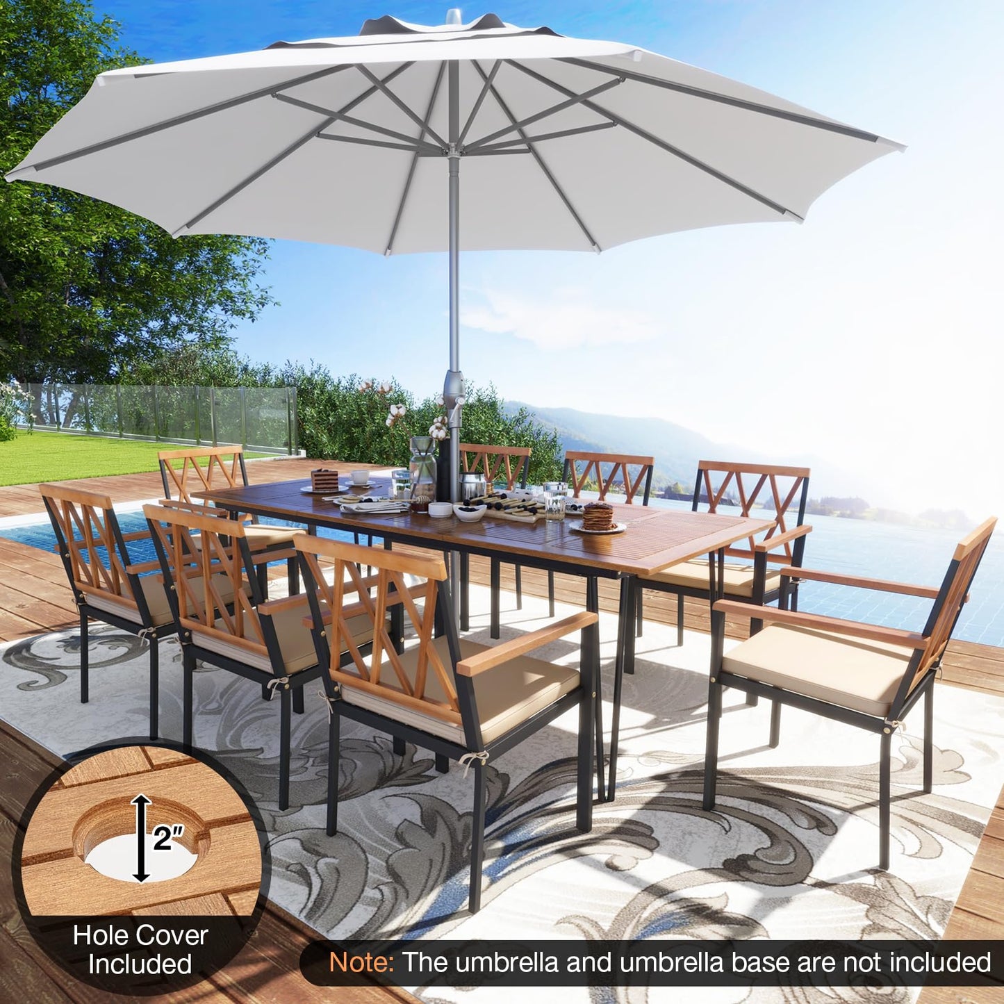 Tangkula 9 Pieces Patio Dining Set Outdoor Furniture Set