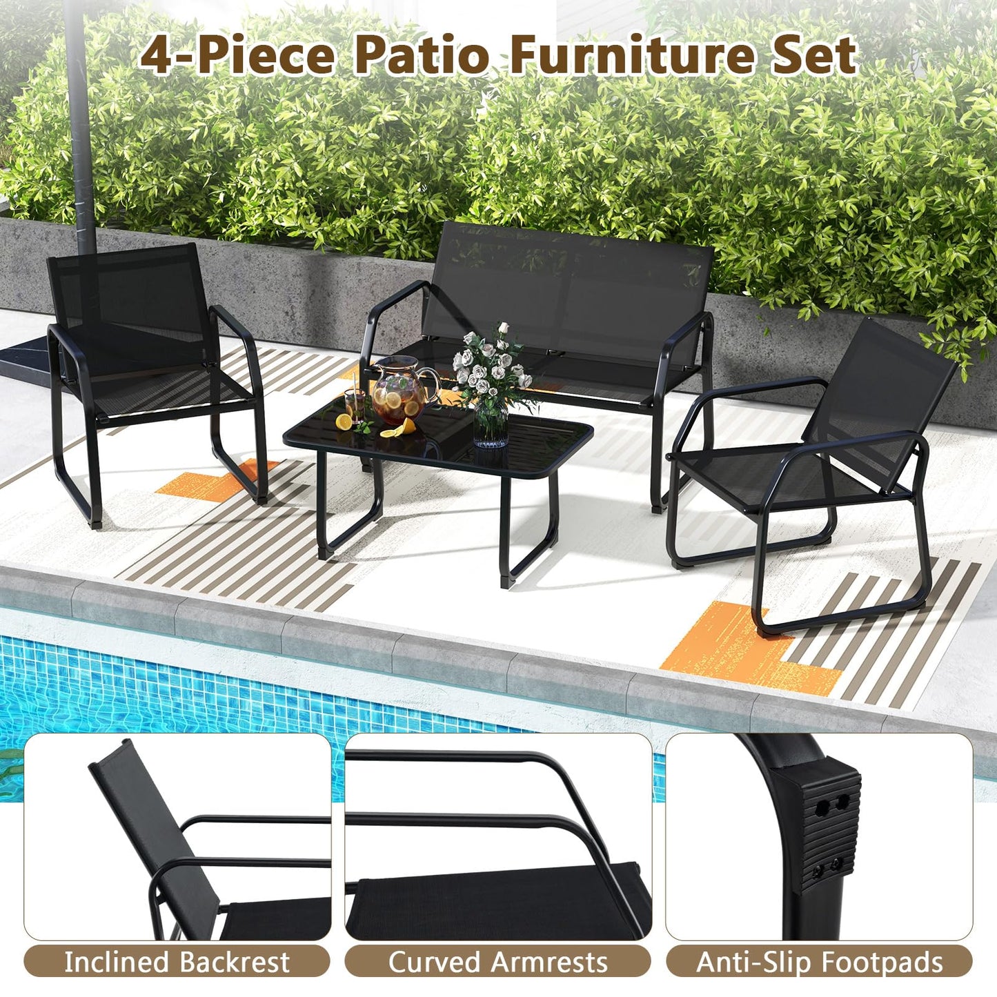 Tangkula 4 Piece Patio Furniture Set