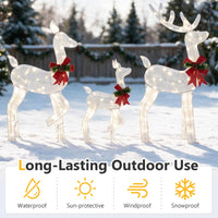 Tangkula 3 PCS Christmas Lighted Reindeer Family Set
