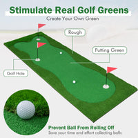 Tangkula 10 FT Golf Putting Green, Large Professional Golf Training Mat with Realistic Artificial Grass Turf